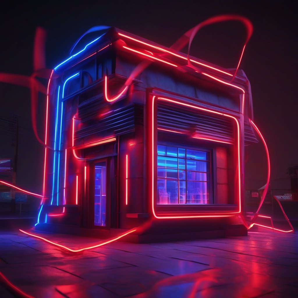 ai generated, red and blue storefront