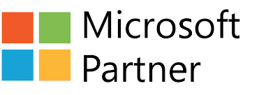 The Microsoft Partner logo features four colored squares (red, green, blue, yellow) forming a larger square to the left, with "Microsoft Partner" in black text to the right. It symbolizes a commitment to excellence in managed IT services.