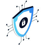 An illustration for a Home Page Header shows a blue and white shield with a padlock at its center, surrounded by circuit-like lines, representing cybersecurity or digital protection.