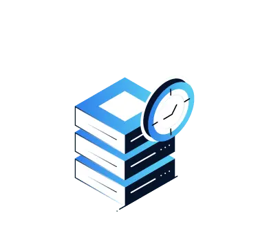 An illustration of three stacked books with a clock resting against them, symbolizing time management or study planning. The blue and white design is perfect for a website header or home page header.