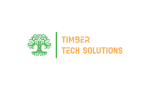 Logo with a stylized green tree on the left and the words Timber Tech Solutions in bold orange text on the right, separated by a vertical green line, representing a leading Chicagoland IT Provider.