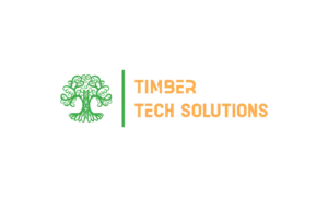 Logo with a stylized green tree on the left and the words Timber Tech Solutions in bold orange text on the right, separated by a vertical green line, representing a leading Chicagoland IT Provider.