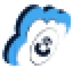 A stylized eye illustration with a blue upper lid, black pupil, and curved black lines inside the white area. The simple, abstract design echoes the clarity needed to manage mega menu layouts effectively.