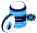 A blue database icon with a droplet symbol in front and a gear on the right, suggesting options to manage or configure databases within a mega menu setting.