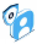 A small blue and white icon depicts a person with a circular webcam above their left shoulder, suggesting video or online communication, such as when you manage mega menu settings during virtual meetings.